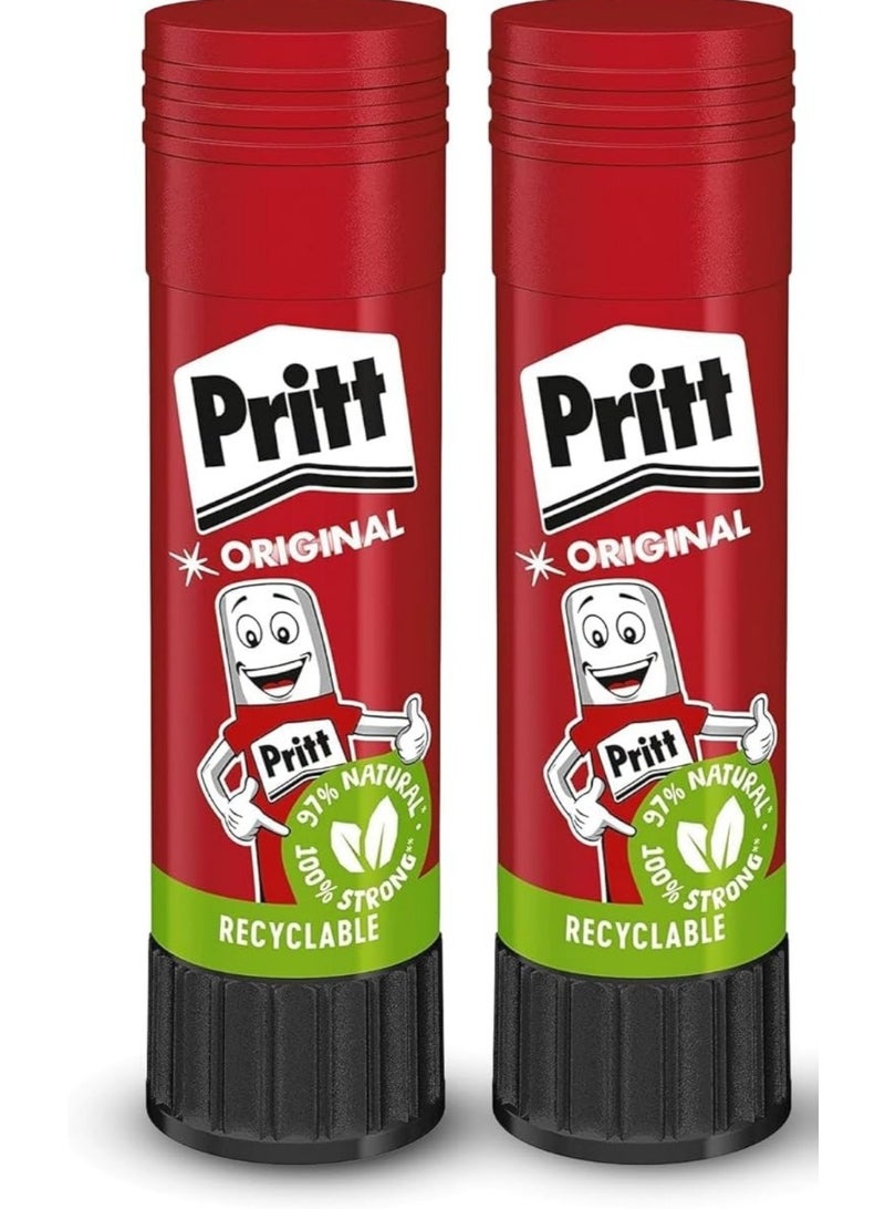 بريت عصا صمغ بريت آمنة وصديقة للأطفال للأنشطة الفنية والحرفية، لاصق قوي 43 جم، عبوة اقتصادية مكونة من قطعتين - Image 1